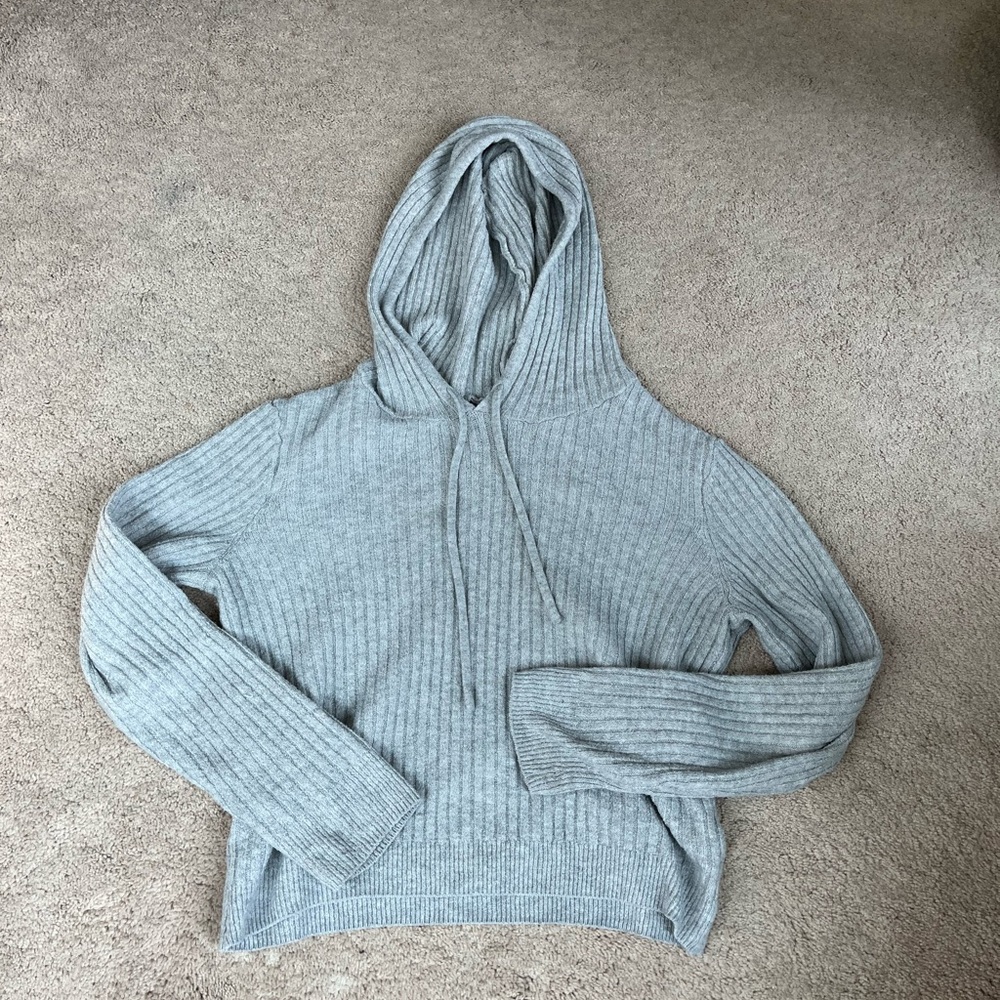 🪸No Boundaries Gray Ribbed Hoodie